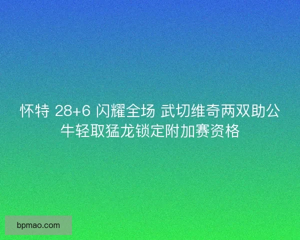 怀特 28+6 闪耀全场 武切维奇两双助公牛轻取猛龙锁定附加赛资格
