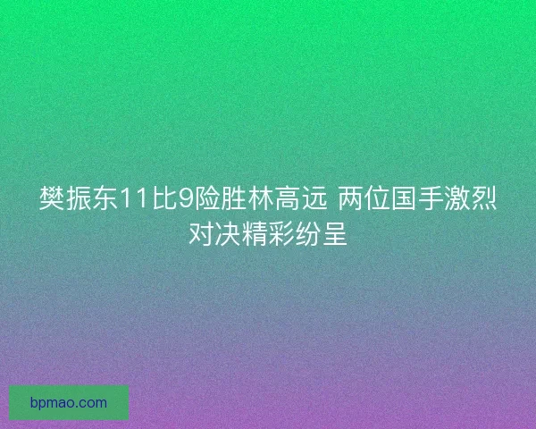 樊振东11比9险胜林高远 两位国手激烈对决精彩纷呈