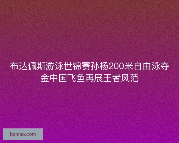 布达佩斯游泳世锦赛孙杨200米自由泳夺金中国飞鱼再展王者风范